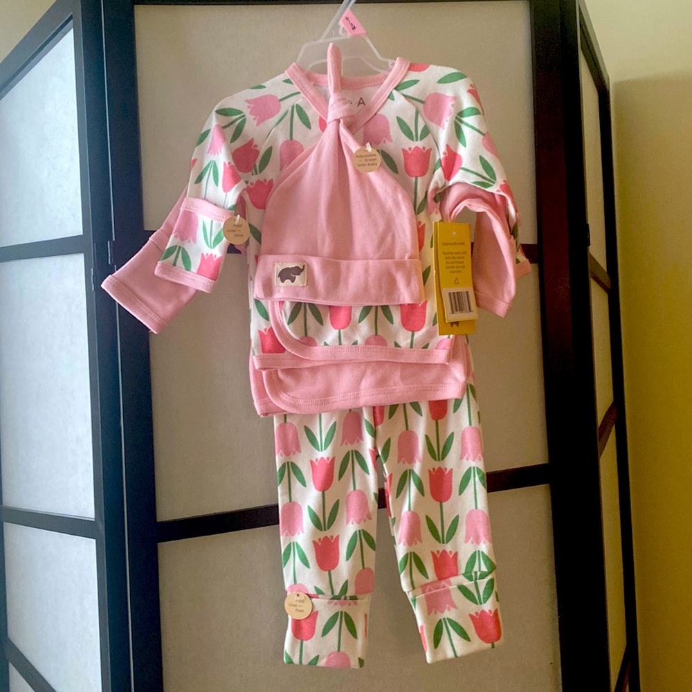 Baby girl set organic clothing + soft as a cloud